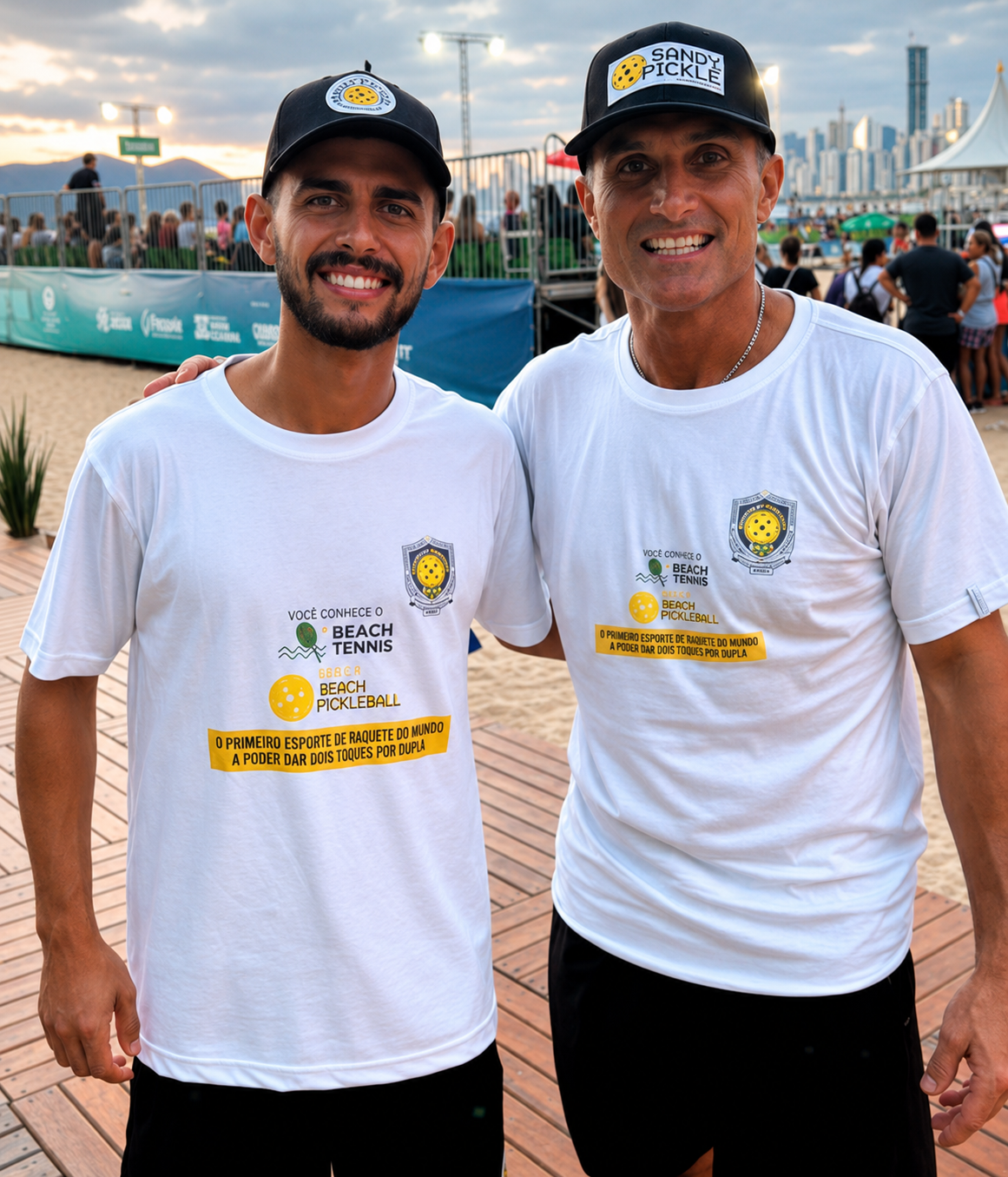 Roger Rodrigues e Brady Whittingham, cofundadores do Beach Pickleball